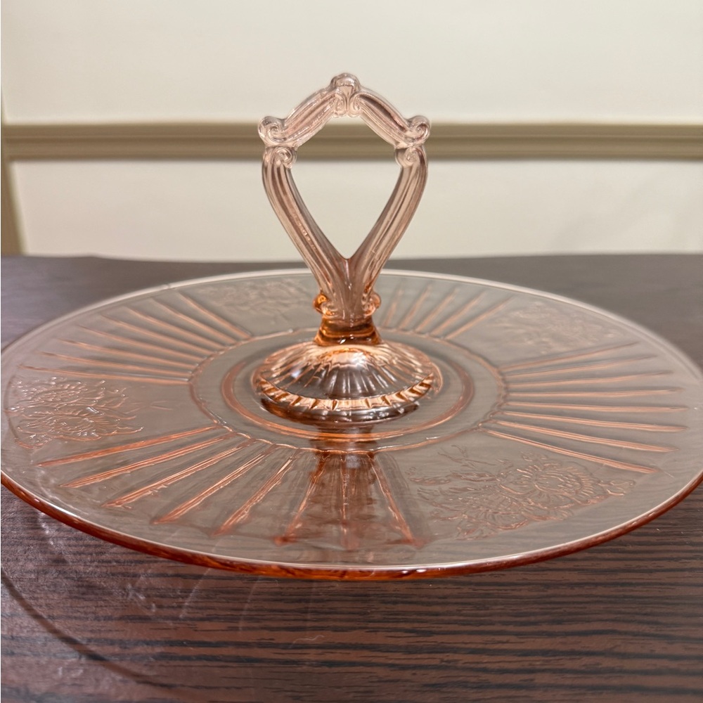 Elegant Pink Depression Glass Cake Stand